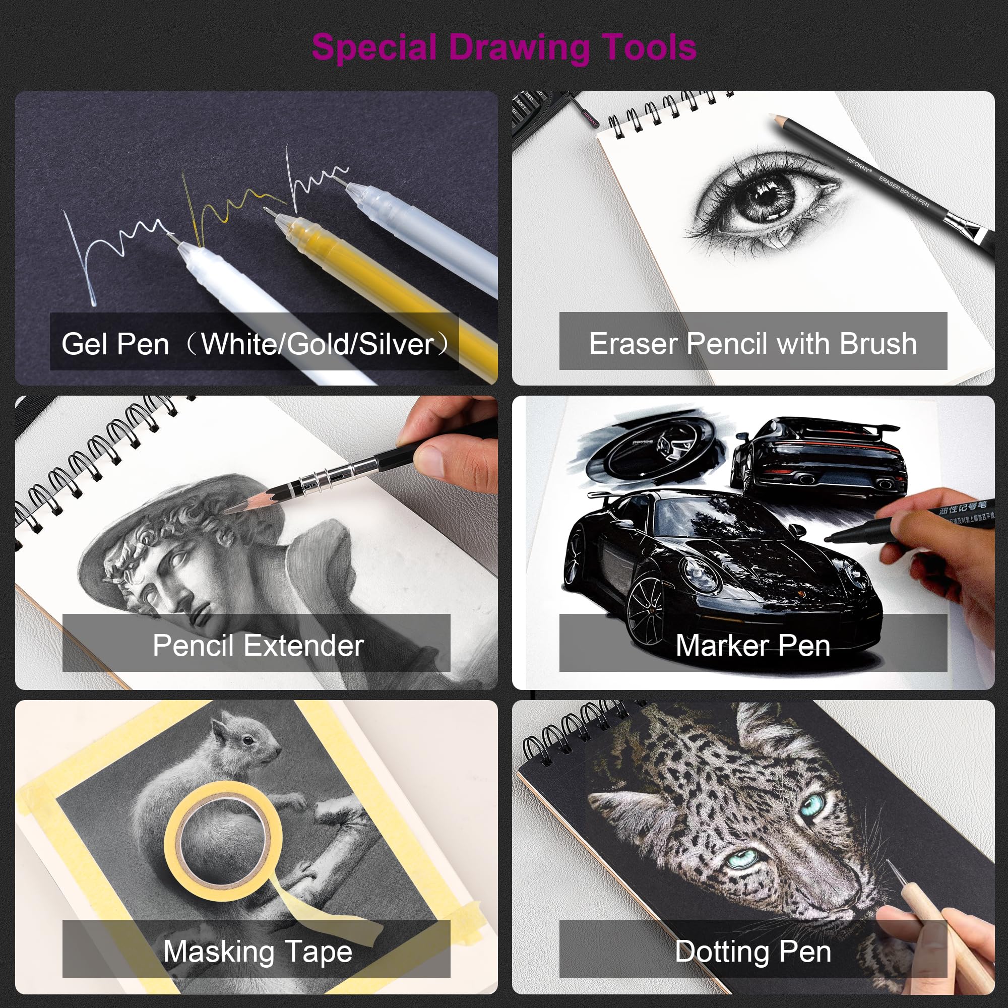 Foto 7 | Kit De Dibujo Hiforny, 126 Unidades, Juego De Lápices De Dibujo Con Cuaderno De Bocetos - Venta Internacional.