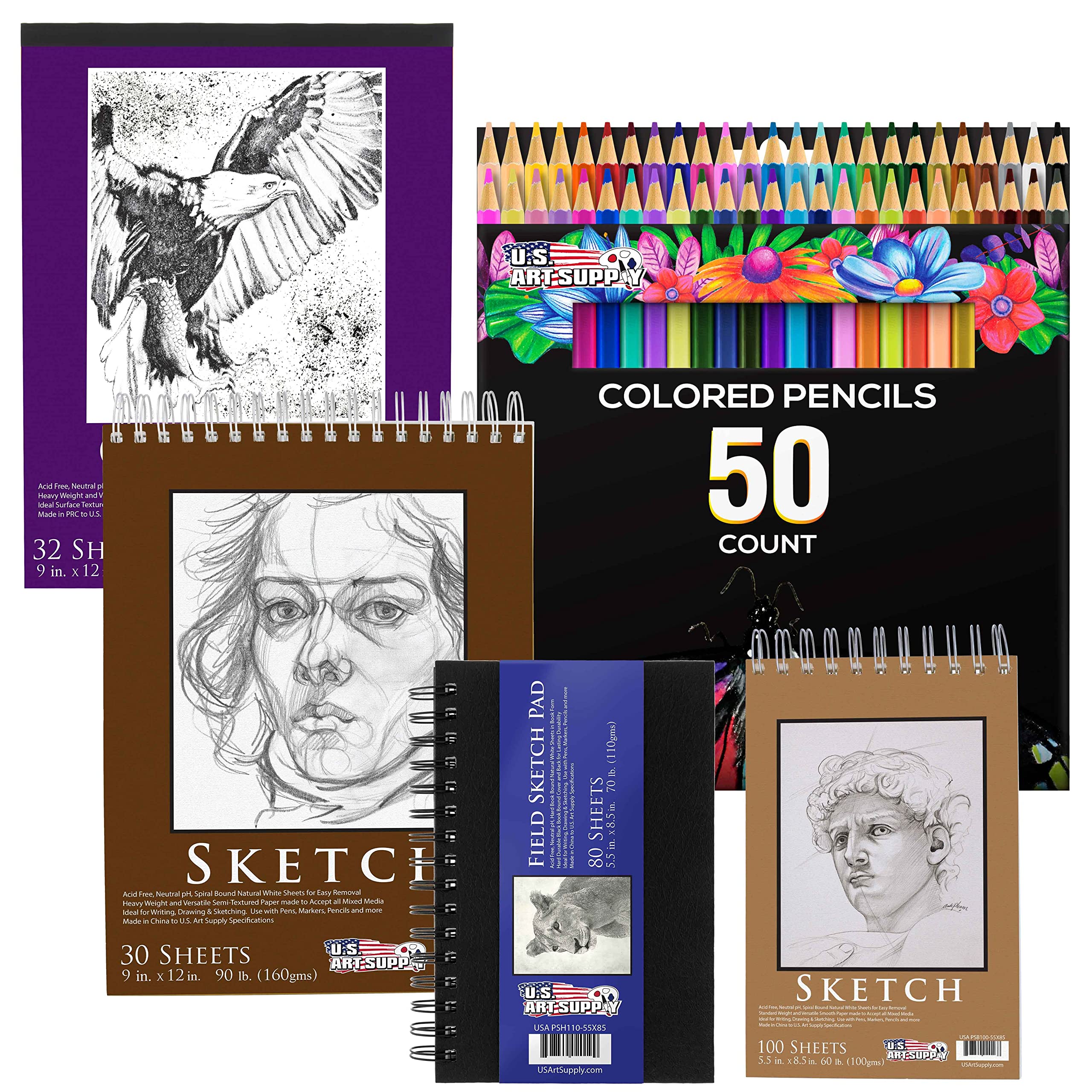 Foto 1 | Juego De Lápices De Colores U.s. Art Supply De 50 Piezas Con Papel De Dibujo - Venta Internacional.