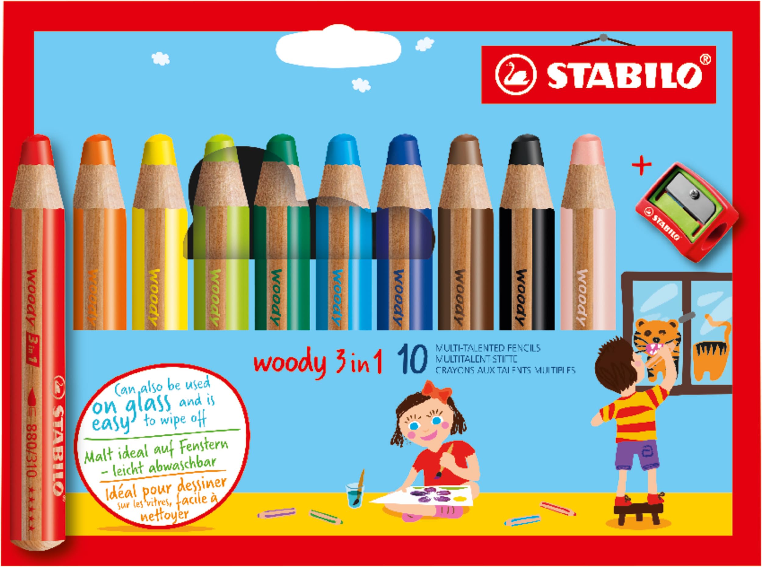 Foto 2 pulgar | Lápiz Stabilo Woody 3 En 1 Con Múltiples Talentos, Paquete De 10 Con Sacapuntas - Venta Internacional.