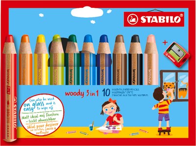Foto 1 | Lápiz Stabilo Woody 3 En 1 Con Múltiples Talentos, Paquete De 10 Con Sacapuntas - Venta Internacional.