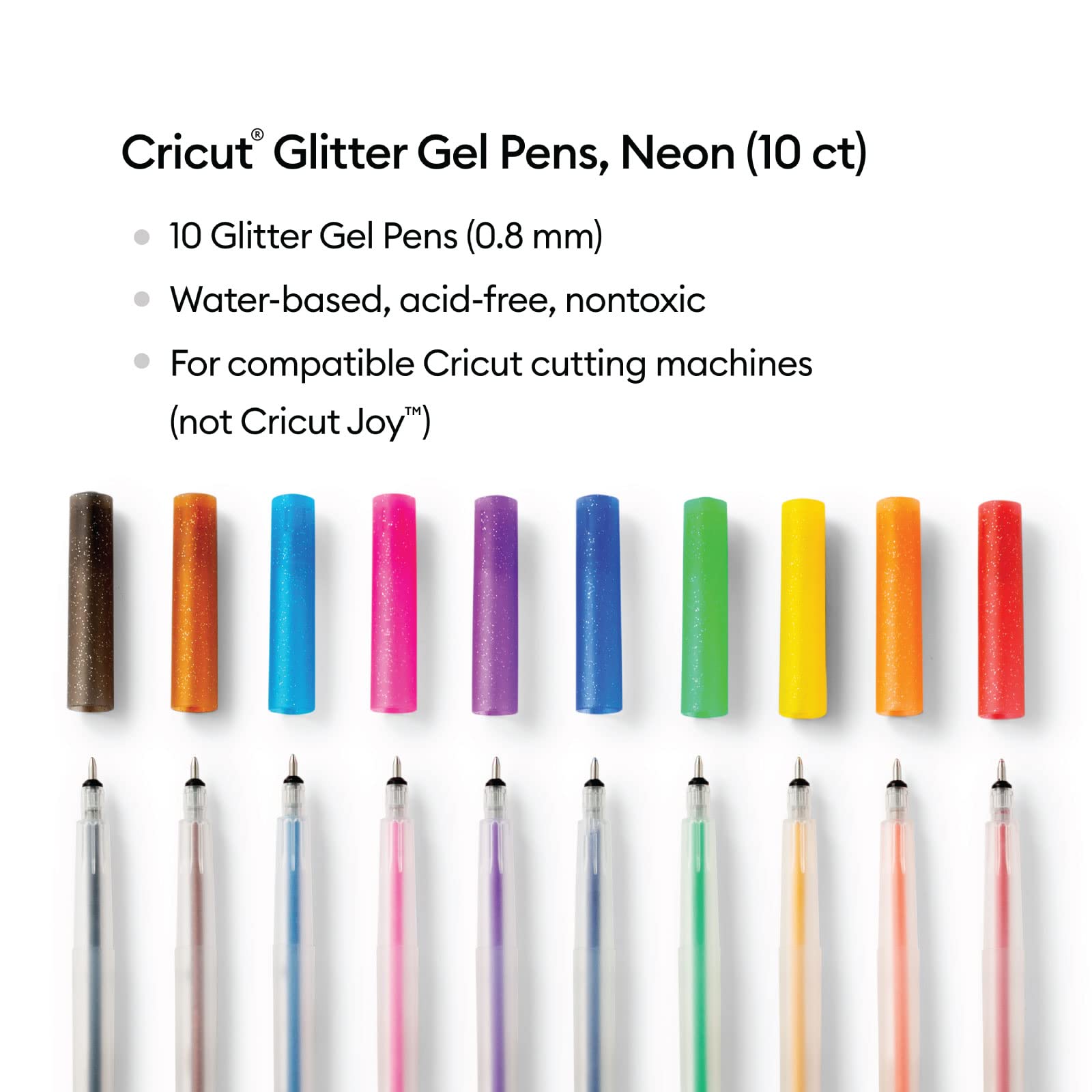 Foto 4 pulgar | Bolígrafos De Gel Con Purpurina Cricut Rainbow, 10 Colores, 0,8 Mm (10 Unidades) - Venta Internacional.