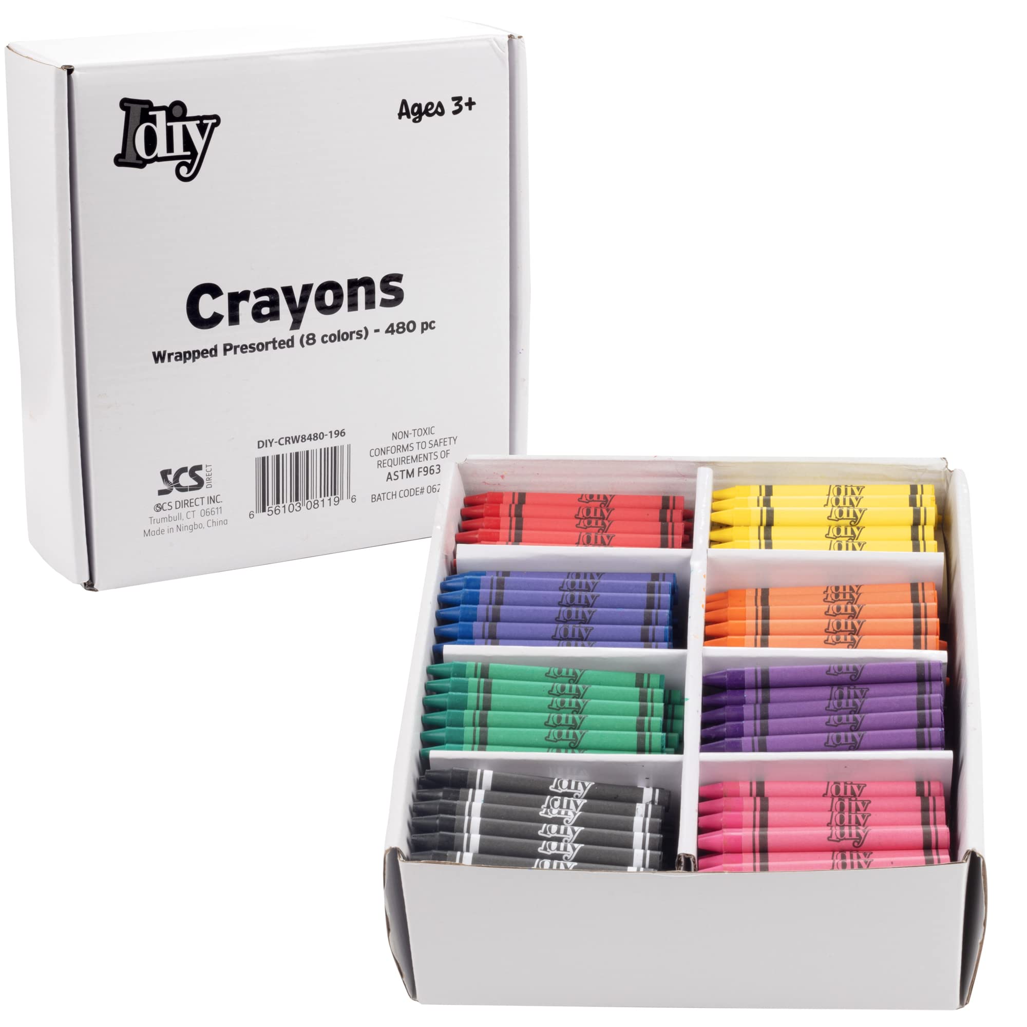 Lápices De Cera Scs Direct, Envueltos A Granel, 480 Unidades, 8 Colores - Venta Internacional. $1,049