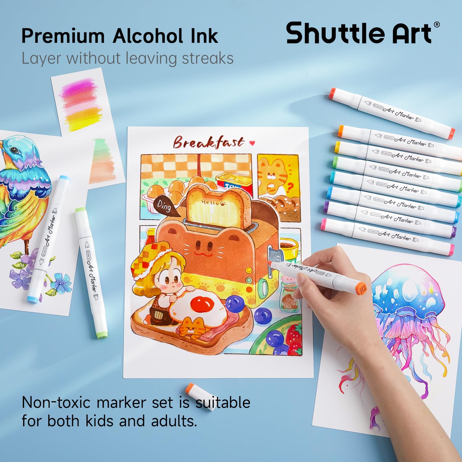 Foto 7 | Marcadores De Alcohol Shuttle Art  310 Colores  Doble Punta Y Accesorios - Venta Internacional.