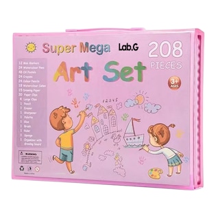 Foto 1 | Kit De Dibujo Y Pinturas Acuarela Lápices 208 Pzs Estuche Rosa