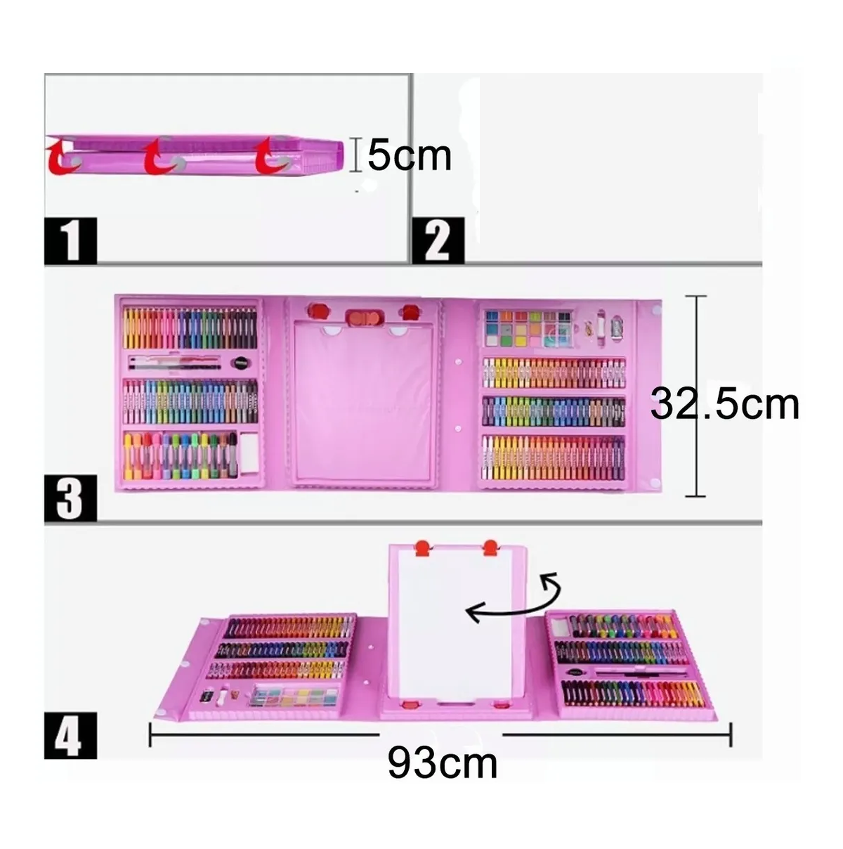 Foto 6 pulgar | Kit De Dibujo Y Pinturas Acuarela Lápices 208 Pzs Estuche Rosa