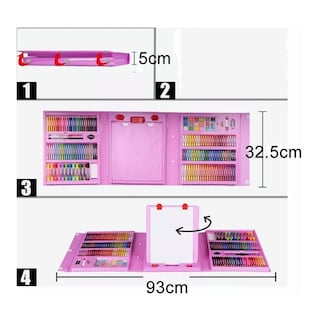 Foto 5 | Kit De Dibujo Y Pinturas Acuarela Lápices 208 Pzs Estuche Rosa