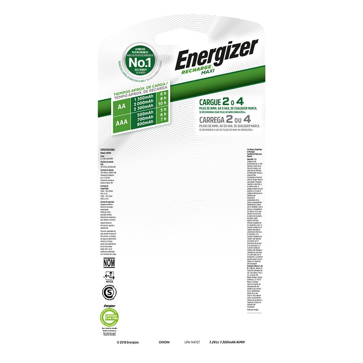 Foto 3 | Cargador Energizer Pilas Recargables Nimh Aa y Aaa Chvcm