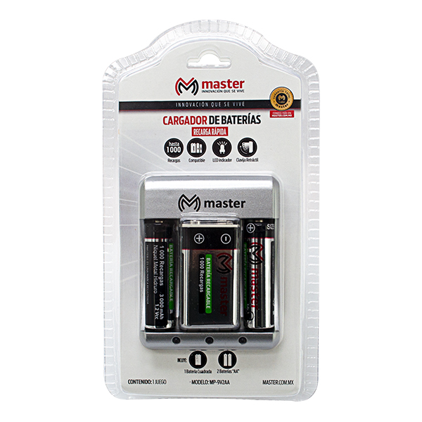 Foto 4 | Mini Cargador de Baterías Master Aa/ Aaa/ Pp3