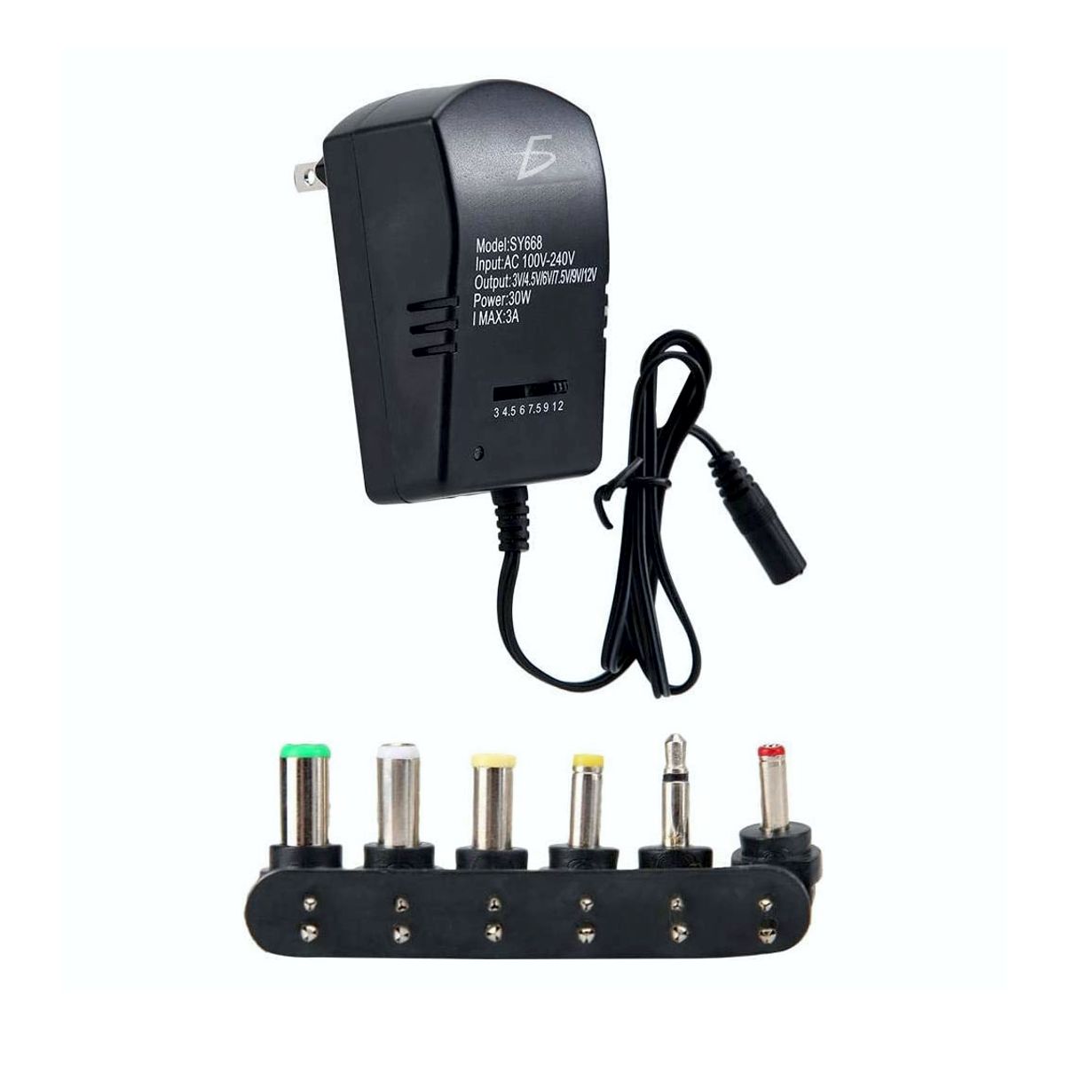 Foto 2 | Adaptador de Corriente Universal 30w  3v 4.5v 5v 6v 7.5v 9v 12v Elegate Negro