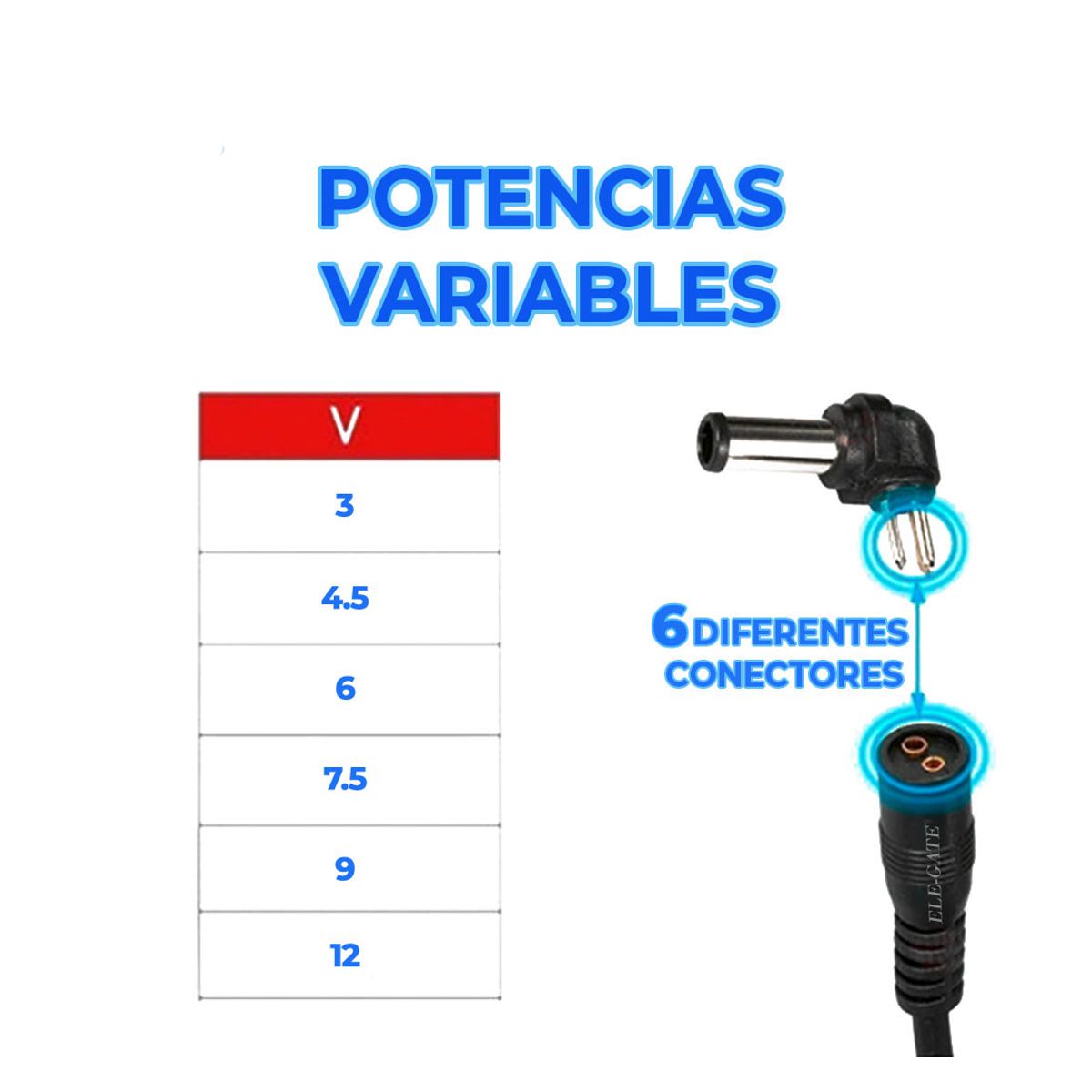 Foto 5 pulgar | Adaptador de Corriente Universal 30w  3v 4.5v 5v 6v 7.5v 9v 12v Elegate Negro