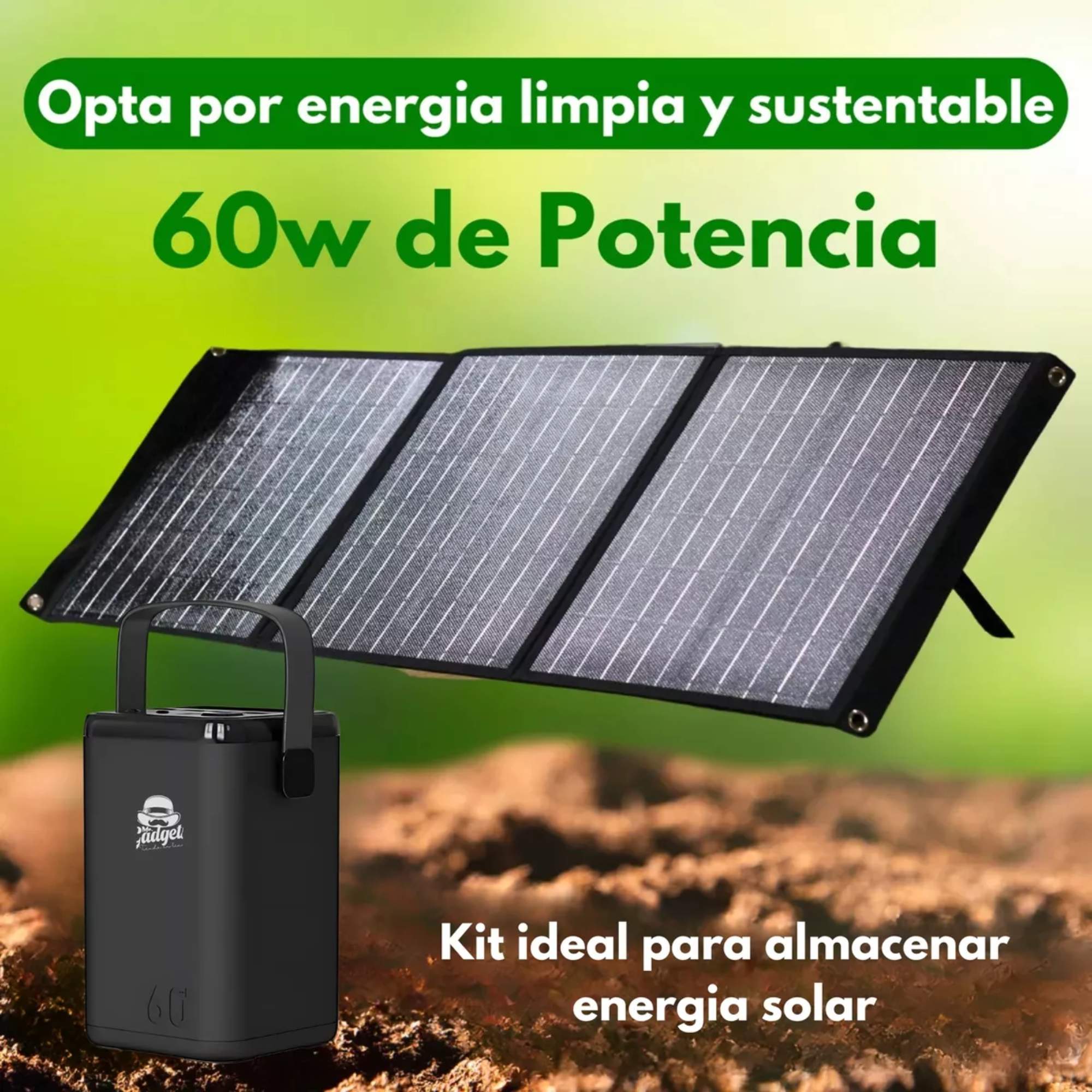 Foto 3 pulgar | Set Power Bank 60,000 Mah Bateria Portatil + Panel Solar 60w Carga Sostenible, Panel De Luz Solar, Cargador Exter