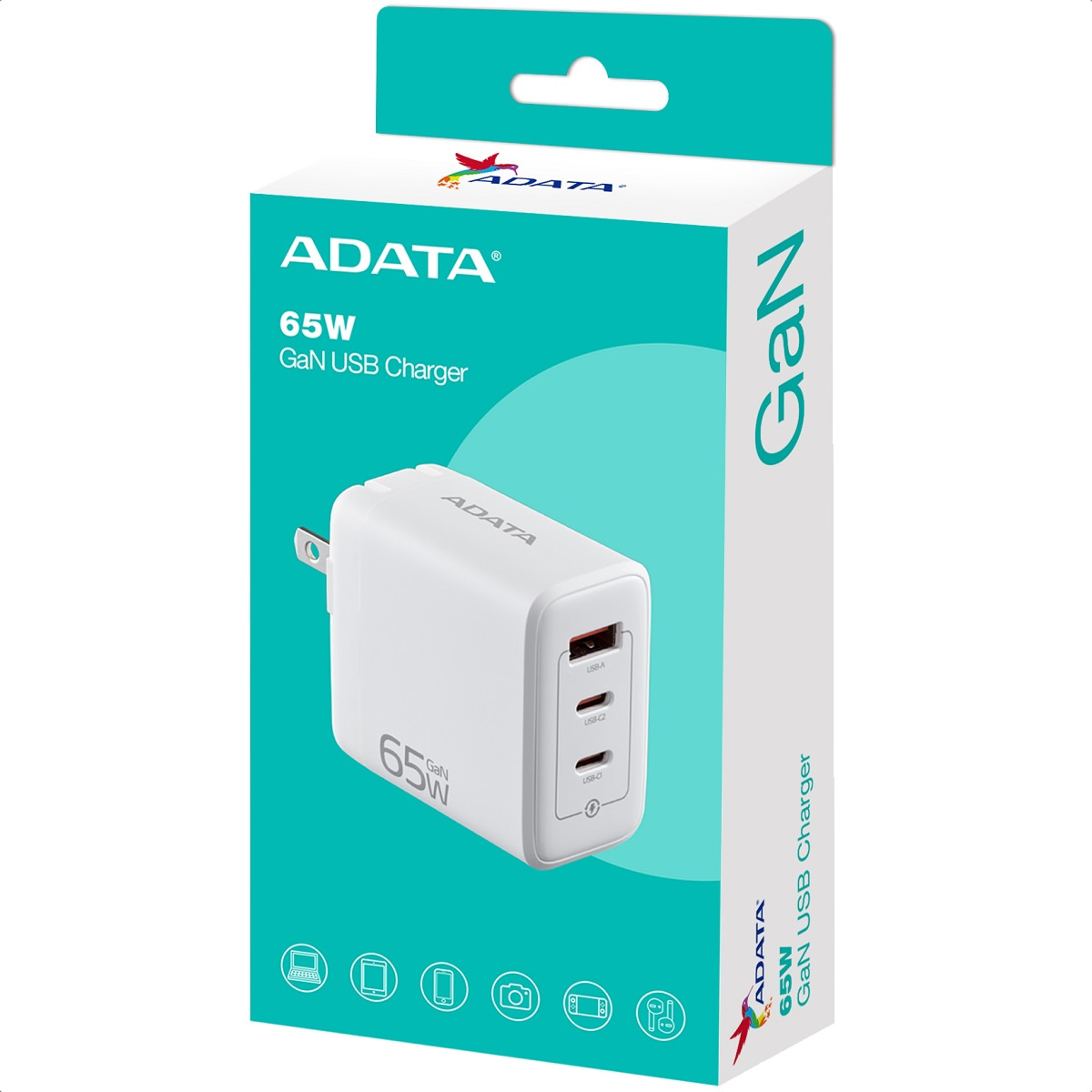 Foto 7 | Cargador de Pared ADATA Gan 65W USB-C y USB-A Blanco