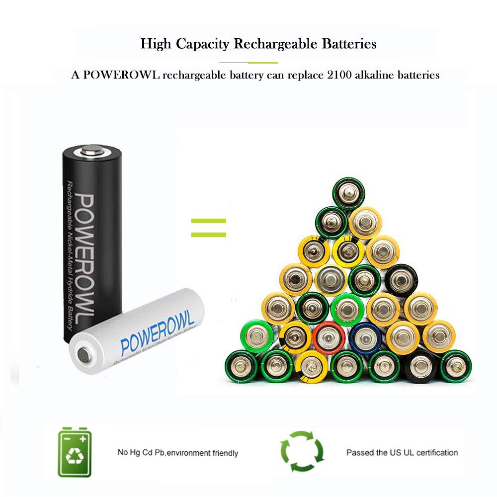 Foto 3 pulgar | Cargador De Baterías Recargables Powerowl Aa 2800 Mah X4 Y Aaa X4 - Venta Internacional.