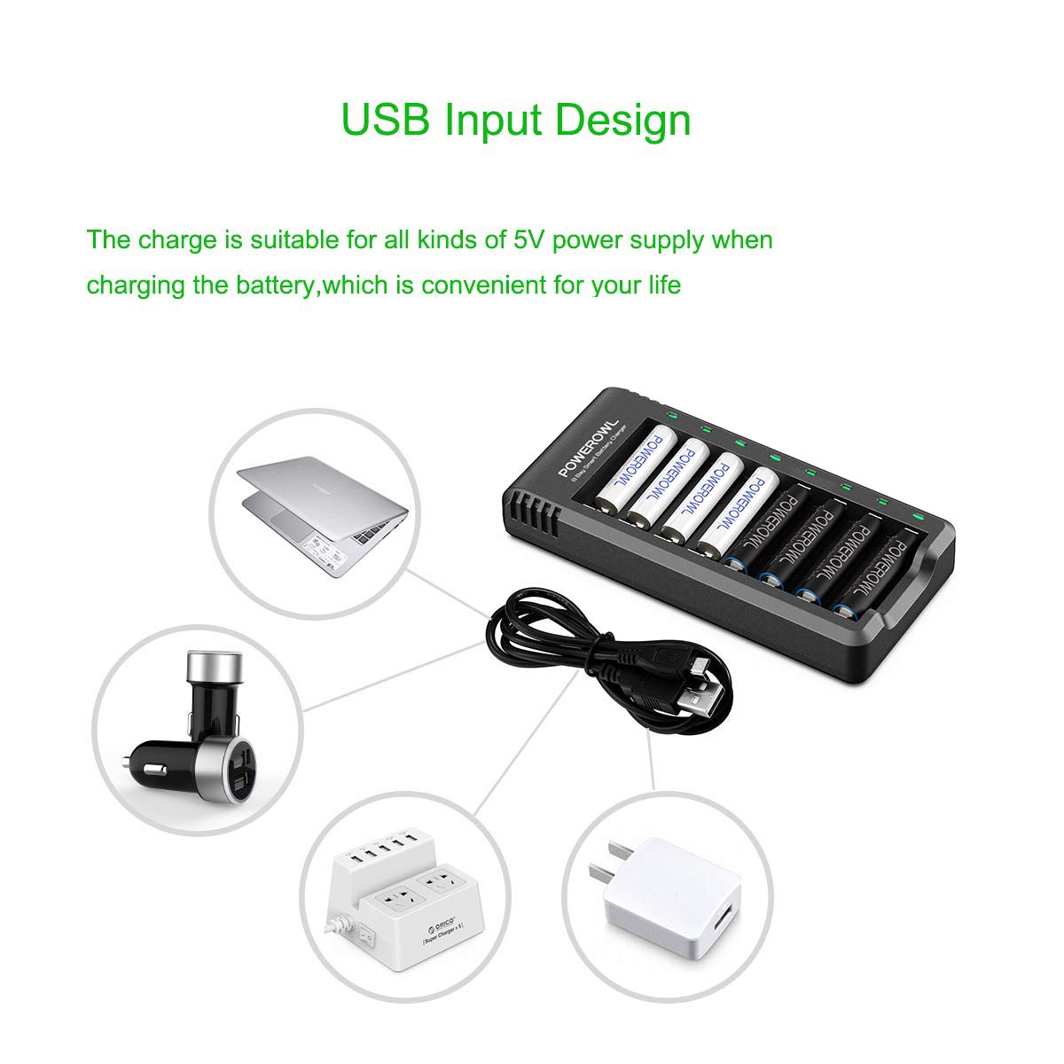 Foto 8 pulgar | Cargador De Baterías Recargables Powerowl Aa 2800 Mah X4 Y Aaa X4 - Venta Internacional.