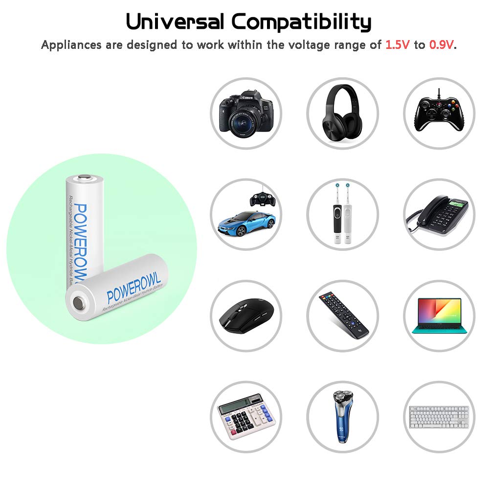 Foto 4 | Pilas Aaa Recargables Powerowl Con Cargador 1000 Mah X8 - Venta Internacional.