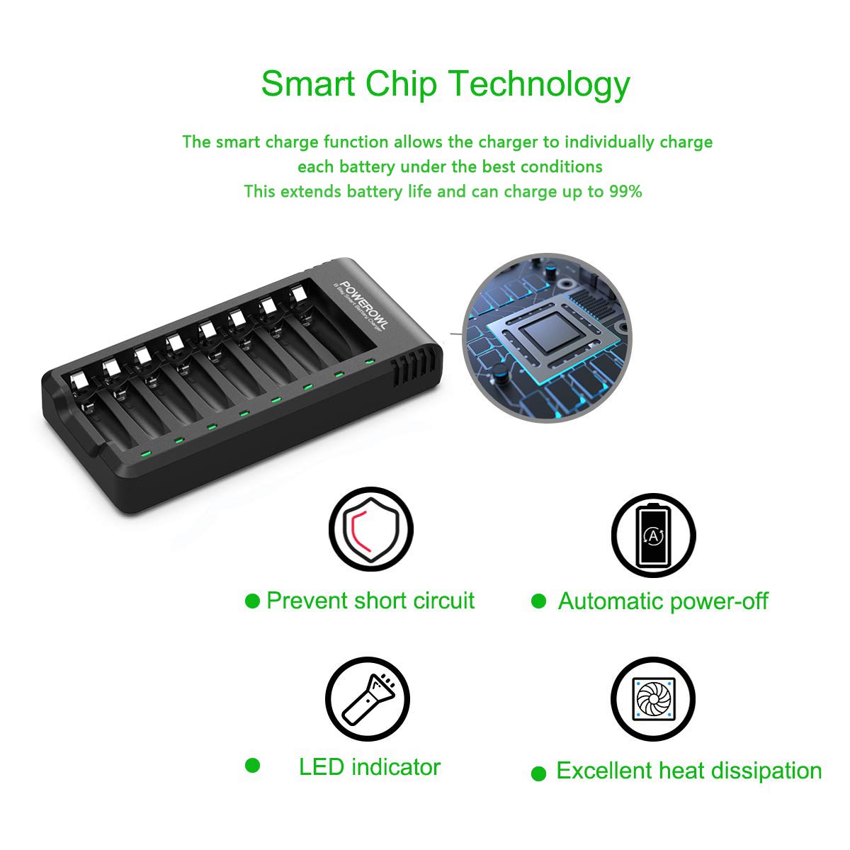Foto 7 pulgar | Pilas Aaa Recargables Powerowl Con Cargador 1000 Mah X8 - Venta Internacional.