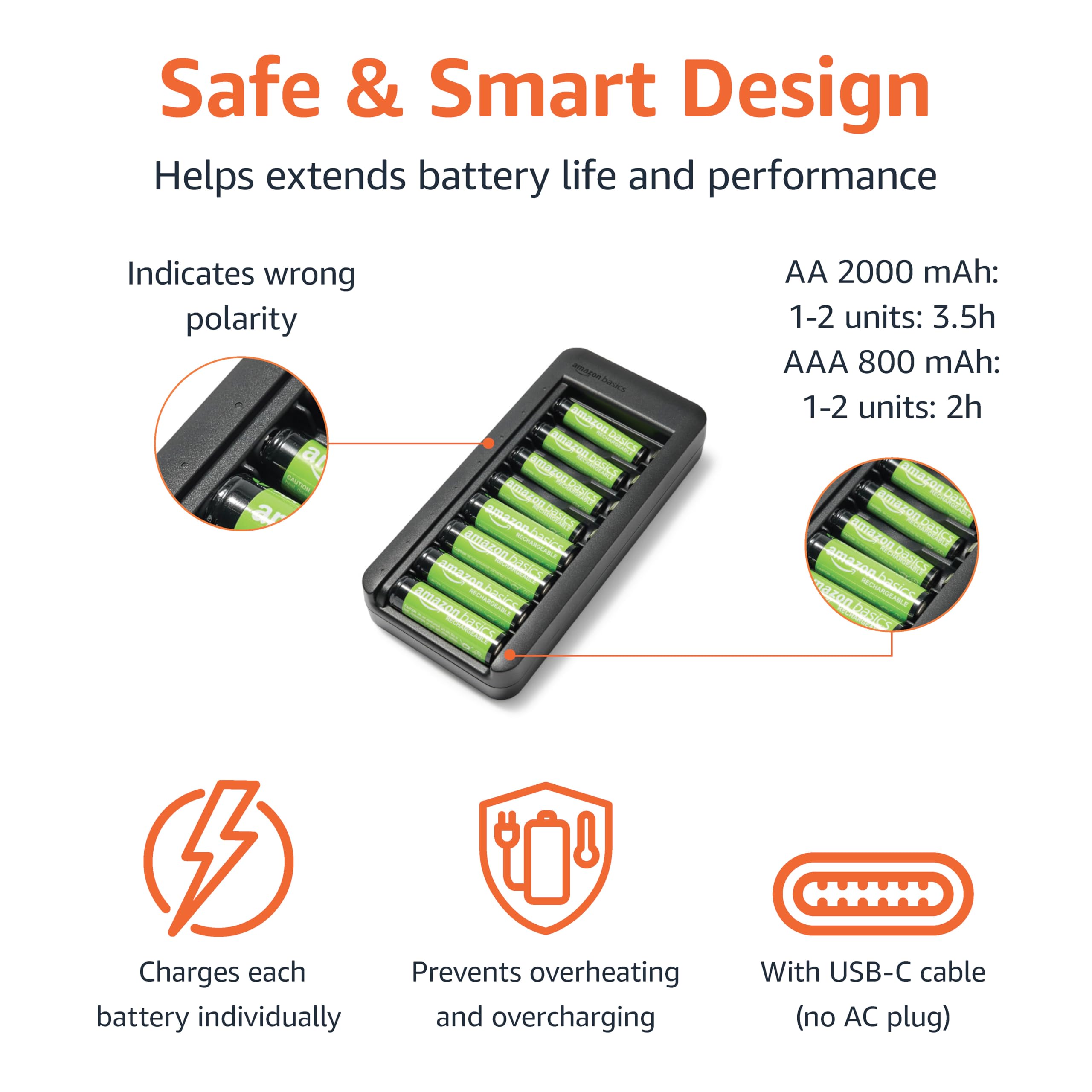 Foto 3 | Pilas Recargables Amazon Basics Aaa 800 Mah X8 + Aa 2000 Mah X8 - Venta Internacional