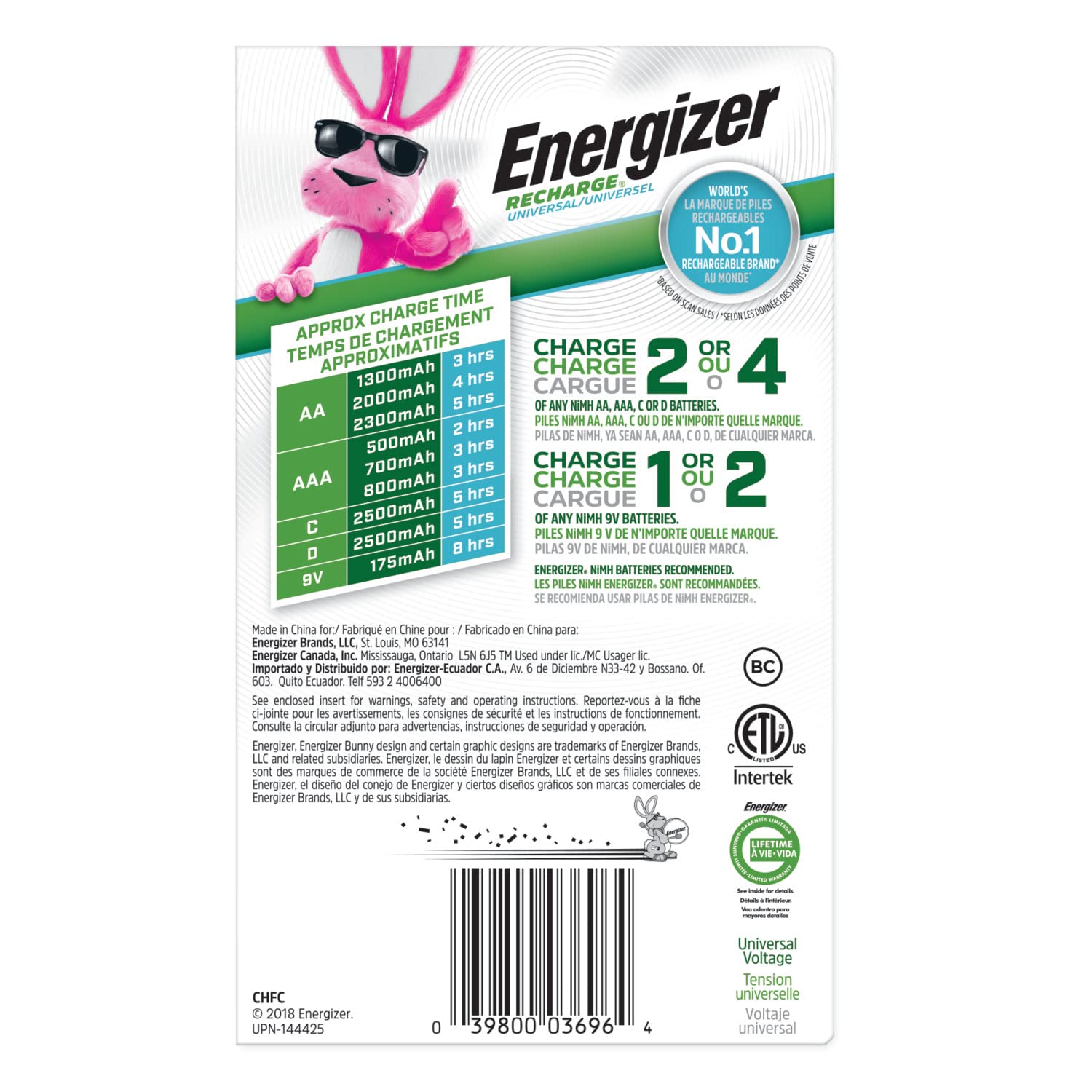 Foto 4 pulgar | Cargador De Baterías Energizer Recargable Para C, D, Aa, Aaa, 9v - Venta Internacional.