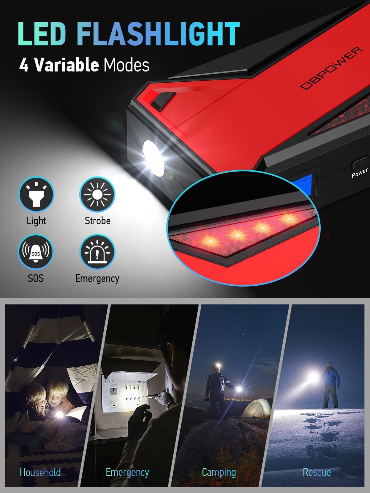 Foto 7 pulgar | Arrancador Portátil Para Coche Dbpower Peak 2000a 18000mah - Venta Internacional.