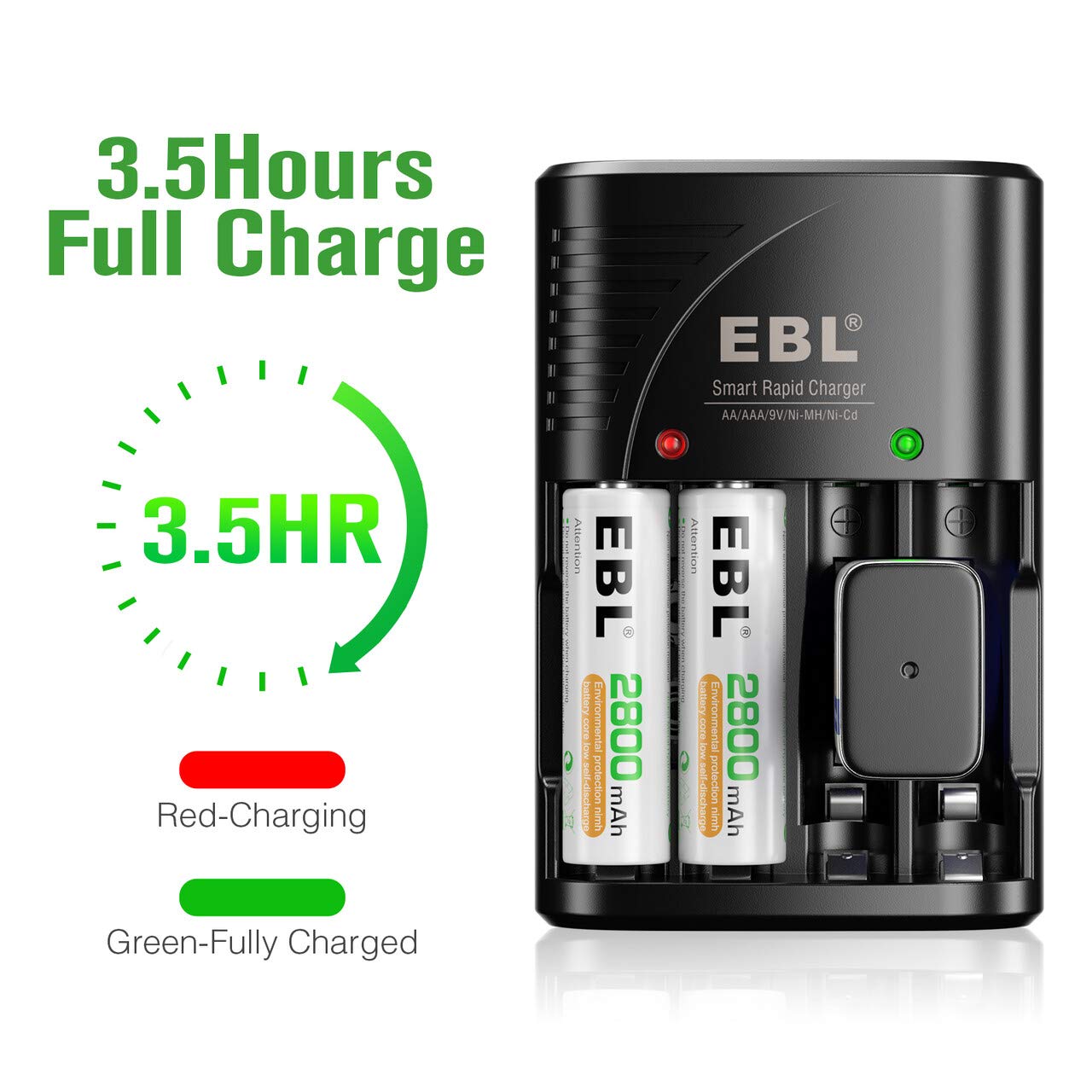 Foto 3 pulgar | Cargador De Batería Ebl Recargable Aa 2800 Mah  Paquete De 4 Con 9 V - Venta Internacional.