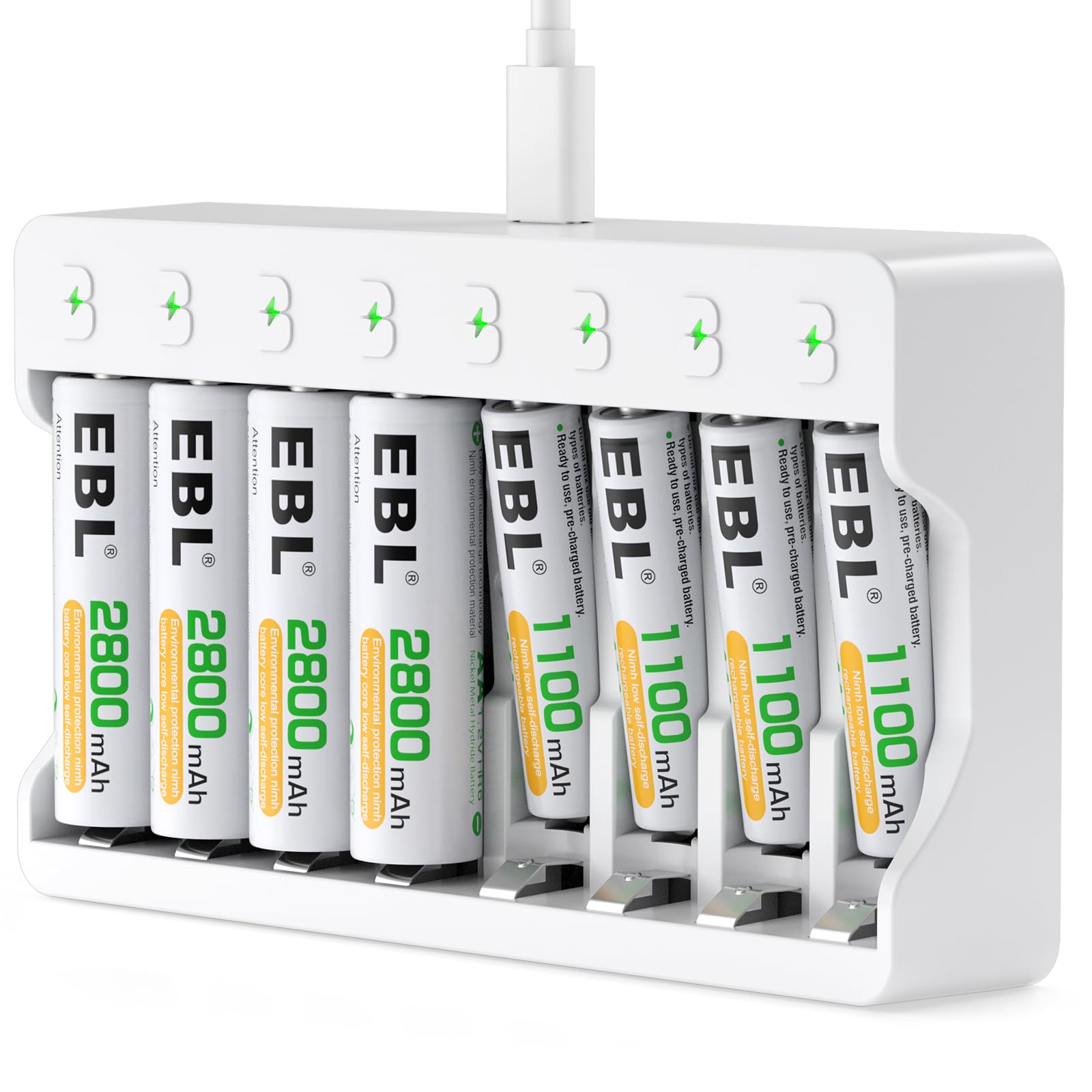 Foto 2 pulgar | Pilas Recargables Ebl 2800 Mah Aa (paquete De 4) + 1100 Mah Aaa (paquete De 4) - Venta Internacional.