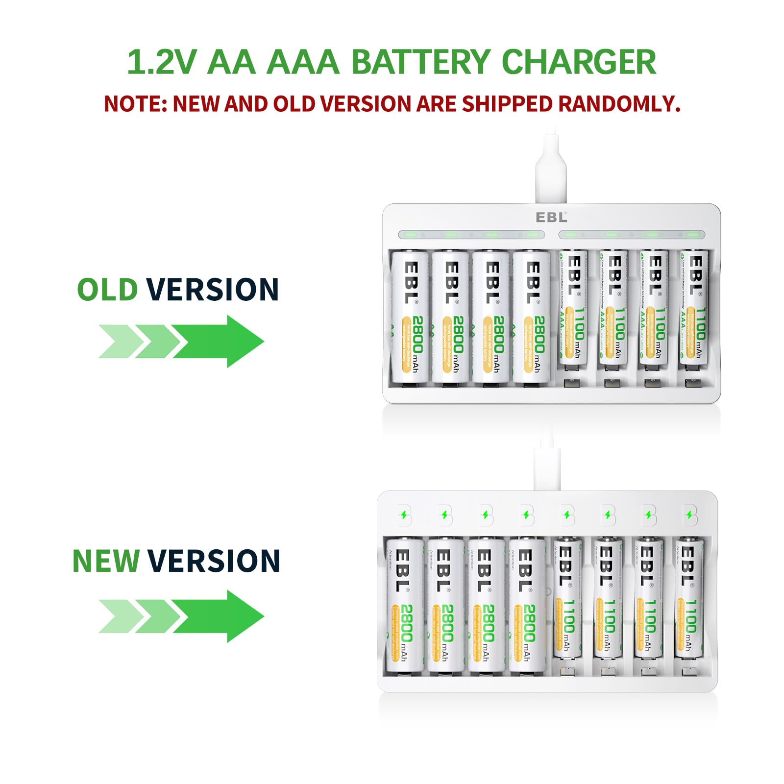 Foto 3 pulgar | Pilas Recargables Ebl 2800 Mah Aa (paquete De 4) + 1100 Mah Aaa (paquete De 4) - Venta Internacional.