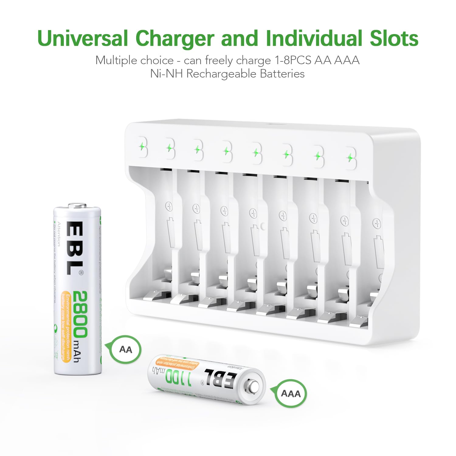Foto 6 pulgar | Pilas Recargables Ebl 2800 Mah Aa (paquete De 4) + 1100 Mah Aaa (paquete De 4) - Venta Internacional.