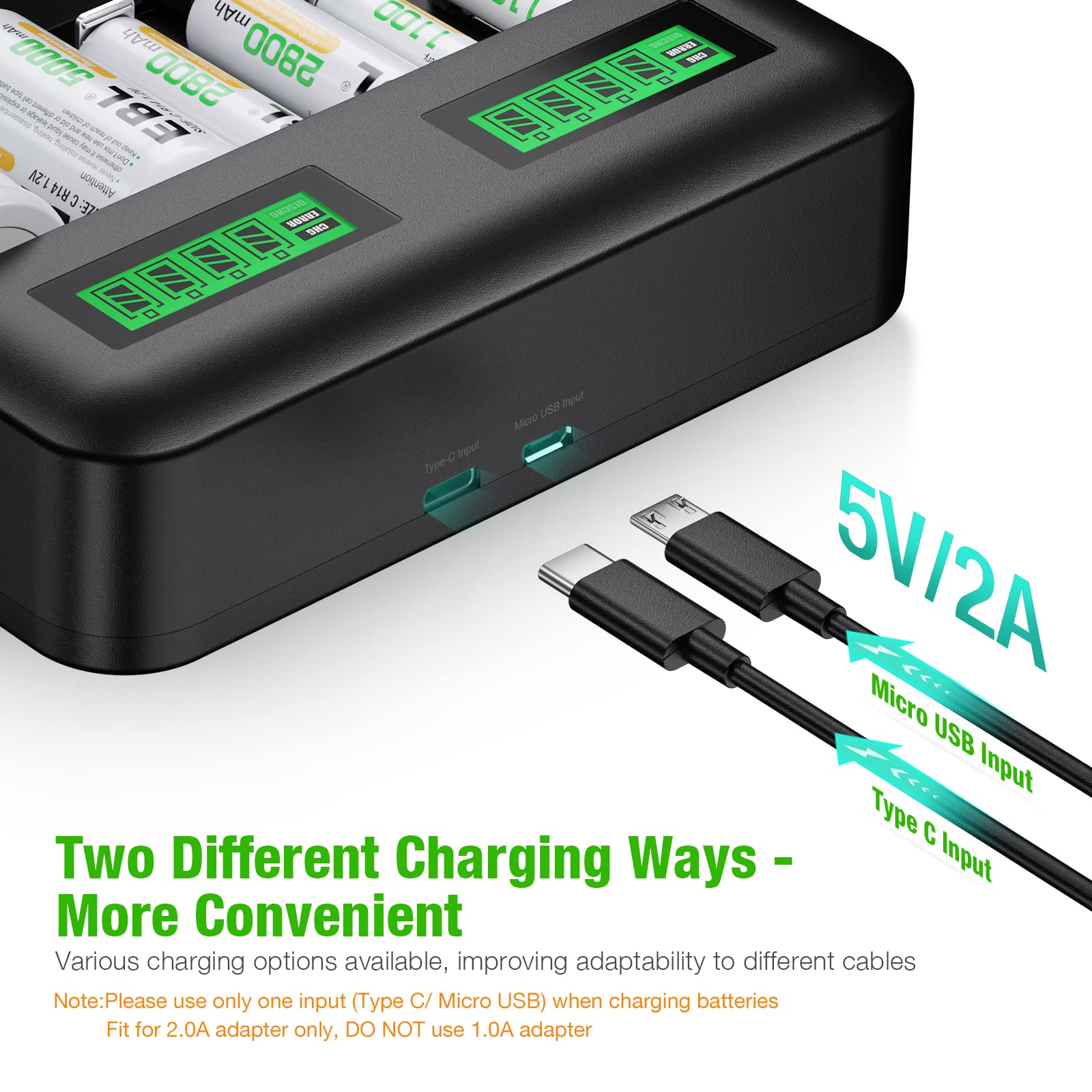 Foto 4 | Baterías Recargables Y Cargador Ebl De 10000 Mah D  Paquete De 4 - Venta Internacional.