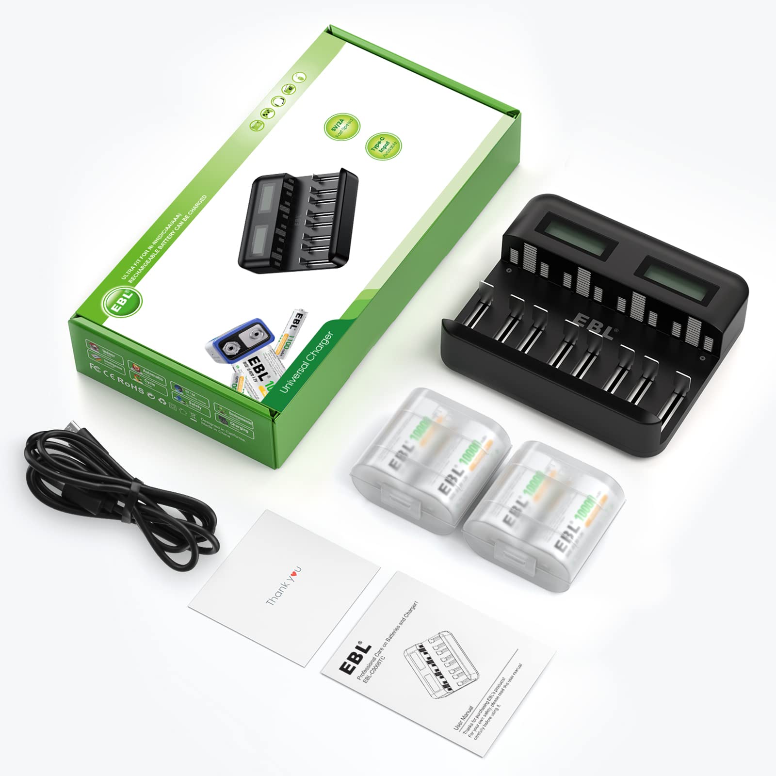 Foto 6 | Baterías Recargables Y Cargador Ebl De 10000 Mah D  Paquete De 4 - Venta Internacional.