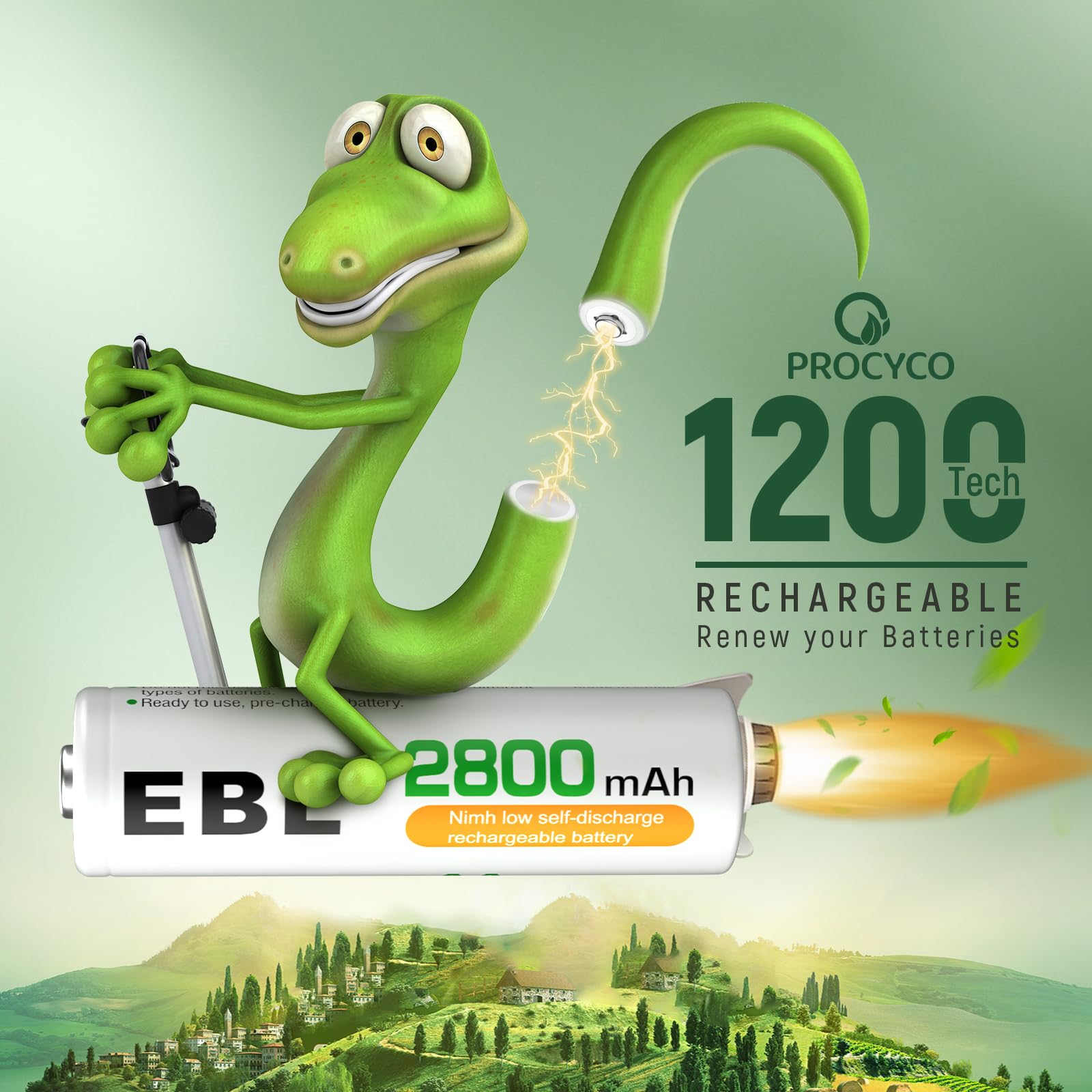 Foto 3 pulgar | Cargador De Batería Ebl Recargable Aa 2800 Mah  Paquete De 8 Con 9 V - Venta Internacional.