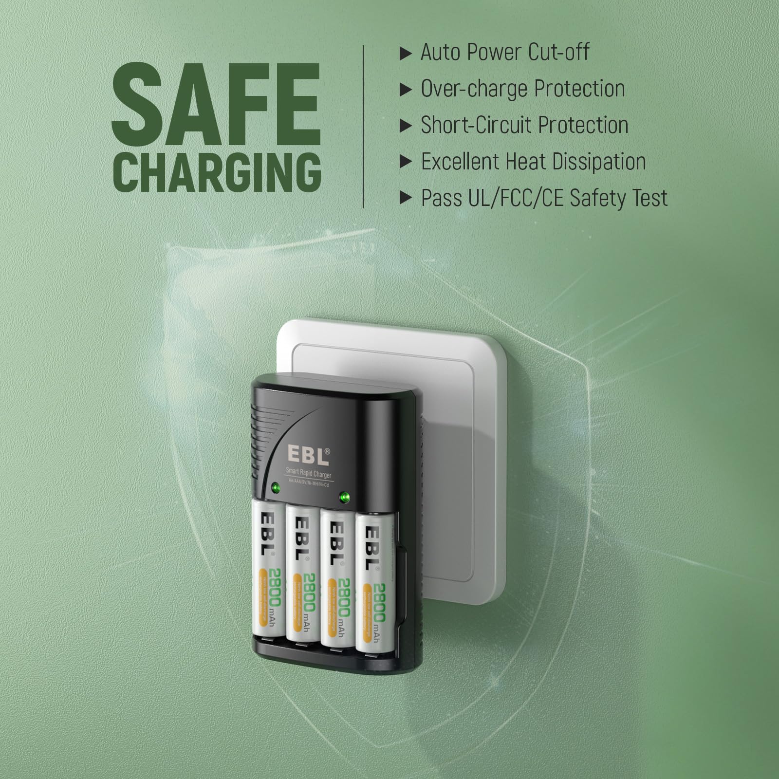 Foto 8 pulgar | Cargador De Batería Ebl Recargable Aa 2800 Mah  Paquete De 8 Con 9 V - Venta Internacional.
