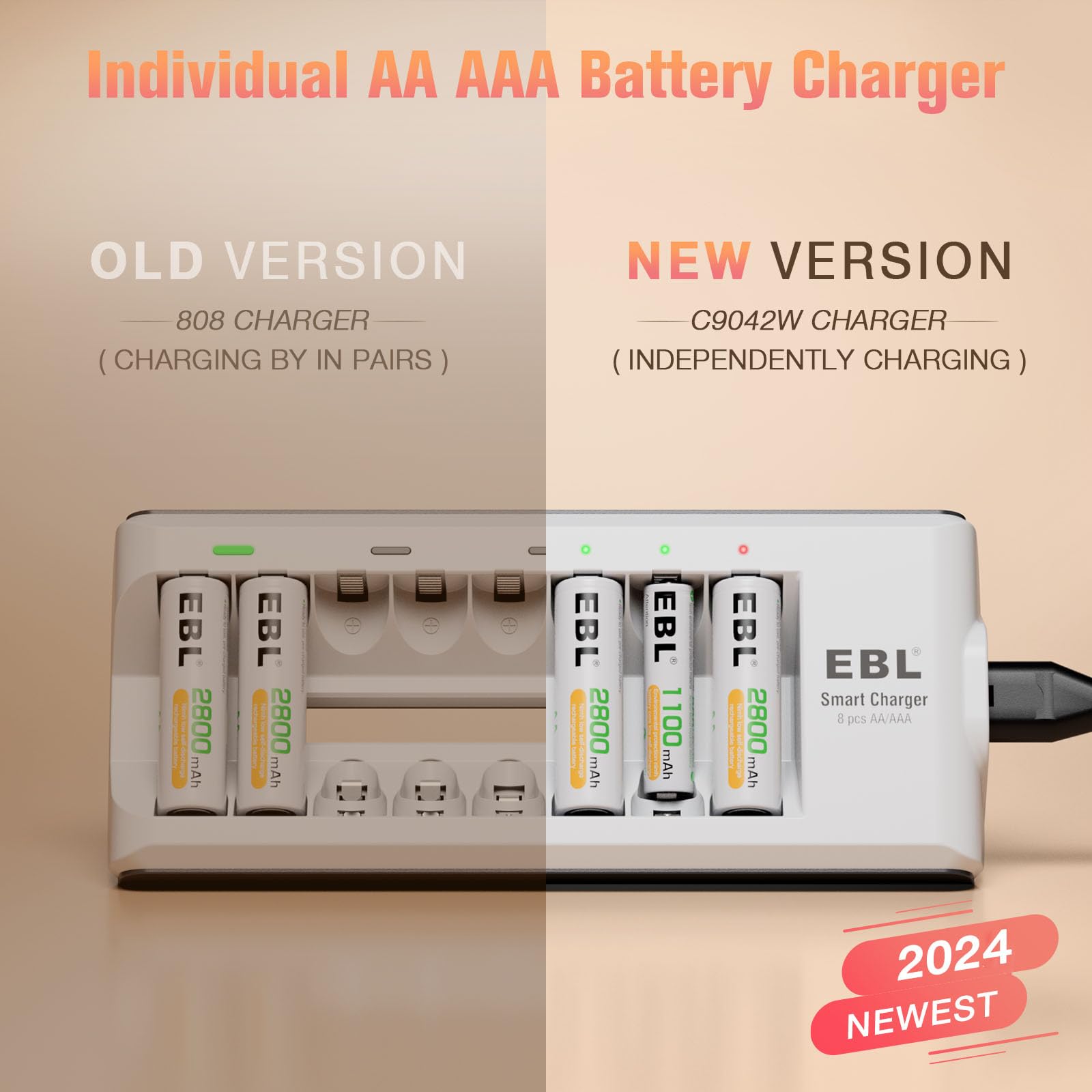 Foto 3 pulgar | Cargador De Batería Ebl C9042w Mejorado 808 Con 4 Aa 2800 Mah Y 4 Aaa 1100 Mah - Venta Internacional.