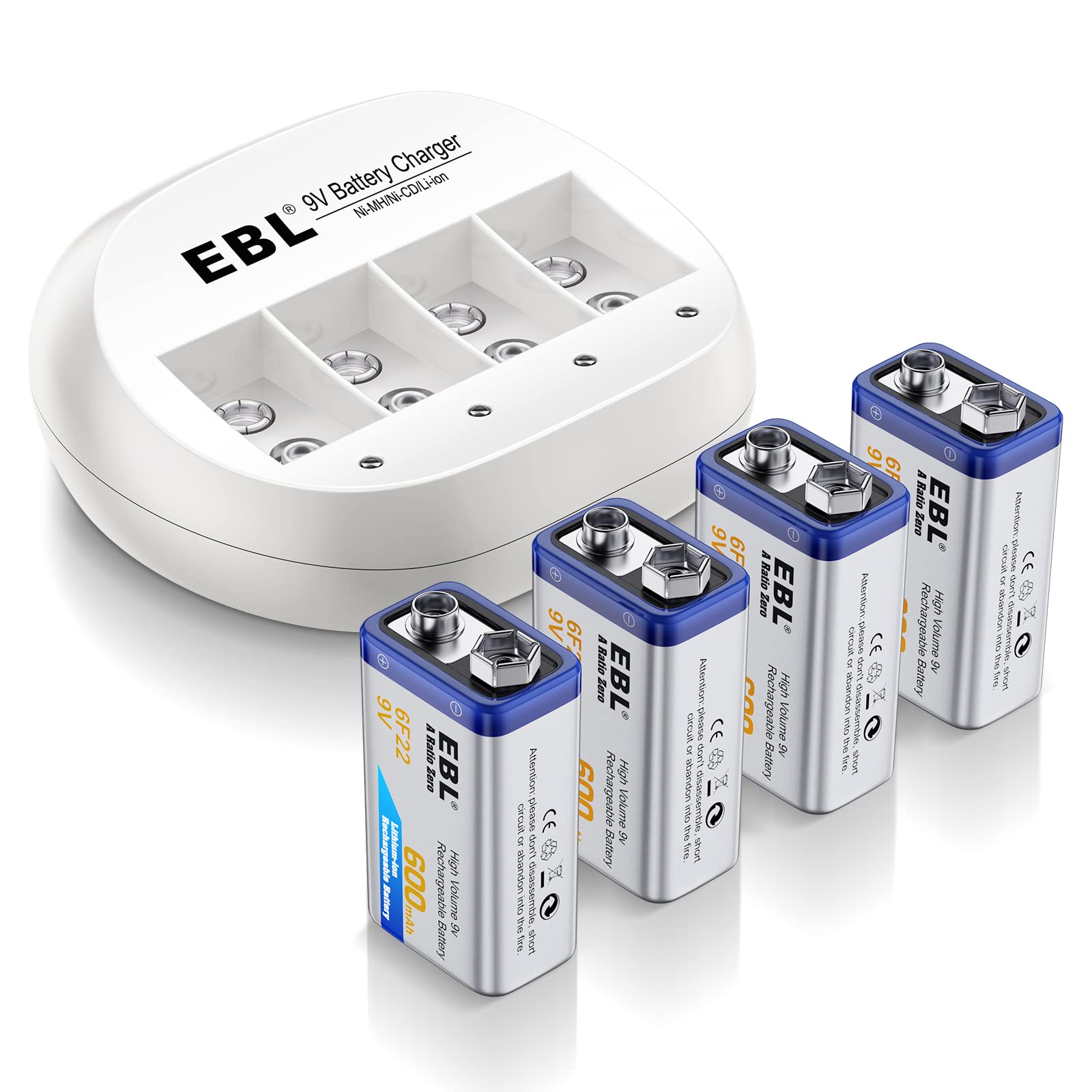 Foto 2 pulgar | Cargador De Batería Ebl De 4 Compartimentos  9 V  Iones De Litio Con 4 X 600 Mah - Venta Internacional.