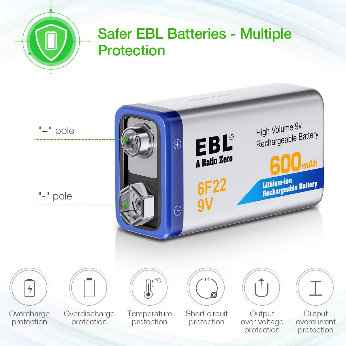 Foto 3 pulgar | Cargador De Batería Ebl De 4 Compartimentos  9 V  Iones De Litio Con 4 X 600 Mah - Venta Internacional.
