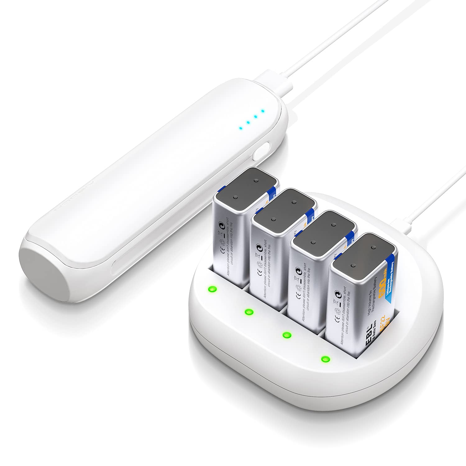 Foto 7 pulgar | Cargador De Batería Ebl De 4 Compartimentos  9 V  Iones De Litio Con 4 X 600 Mah - Venta Internacional.