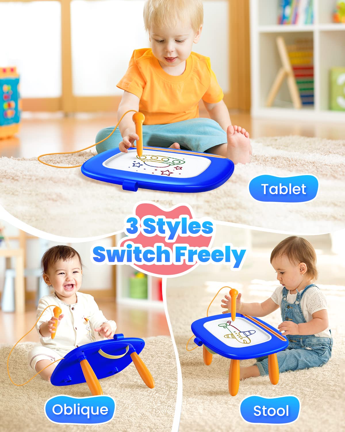 Foto 3 pulgar | Tablero De Dibujo Magnético Seimome Para Niños De 1 A 3 Años, Azul Oscuro - Venta Internacional.