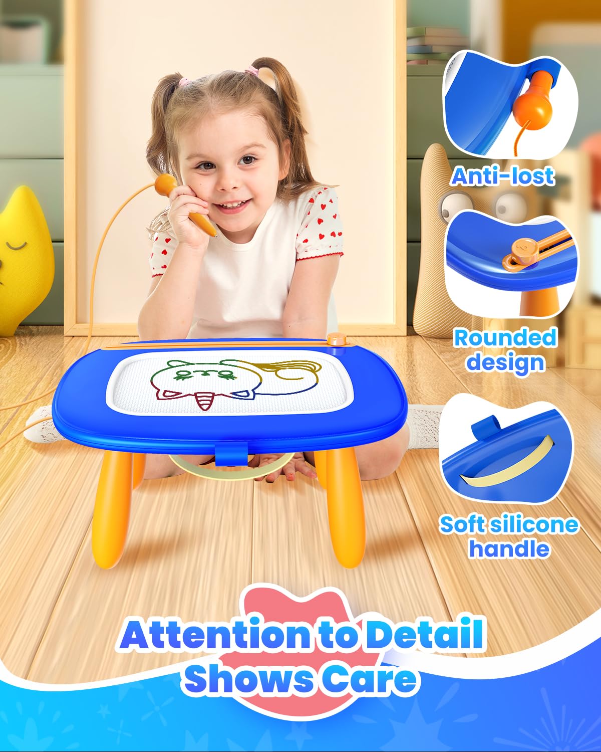Foto 6 pulgar | Tablero De Dibujo Magnético Seimome Para Niños De 1 A 3 Años, Azul Oscuro - Venta Internacional.