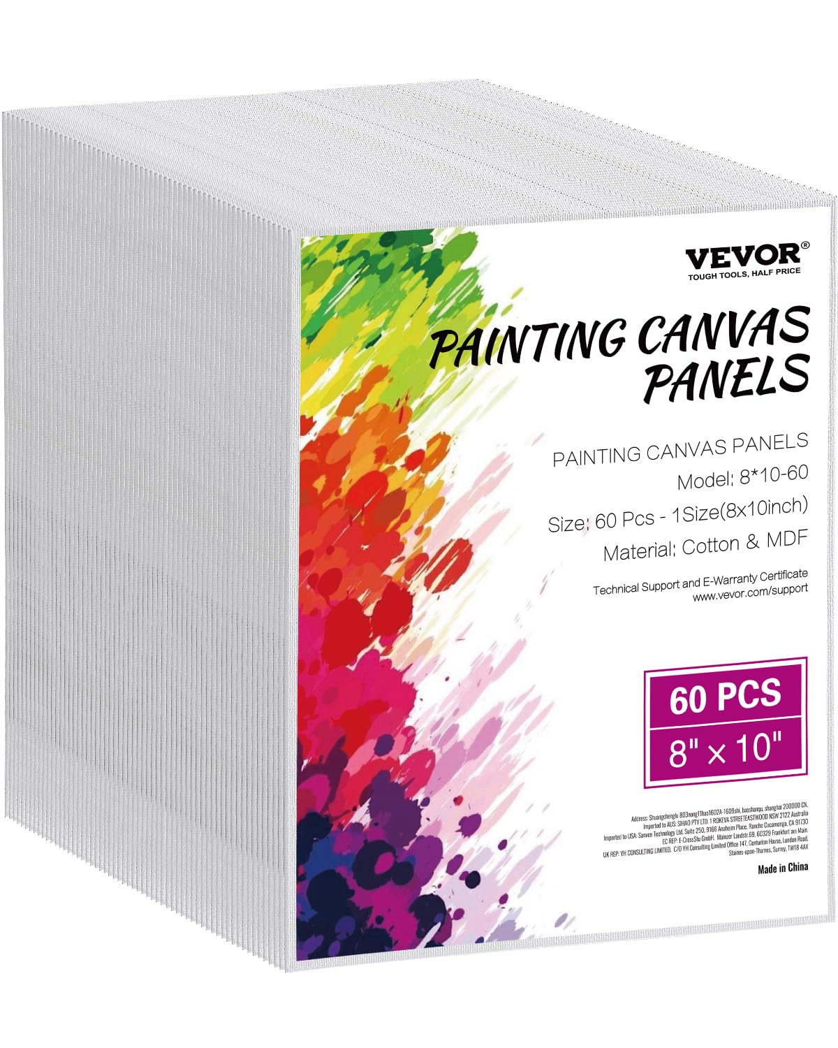 Foto 1 | Tableros De Lona Vevor, 20 X 25 Cm, Color Blanco, 60 Unidades, Para Acrílico Y Óleo - Venta Internacional.