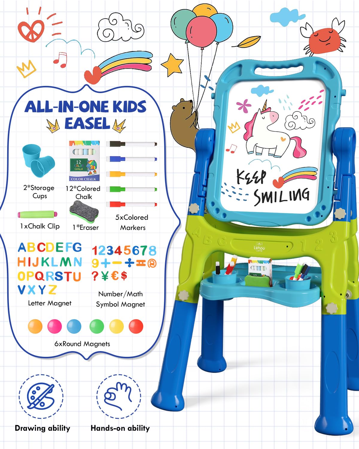 Foto 7 | Arte Infantil Easel Lehoo Castle 4 En 1 De Doble Cara Con Accesorios - Venta Internacional.