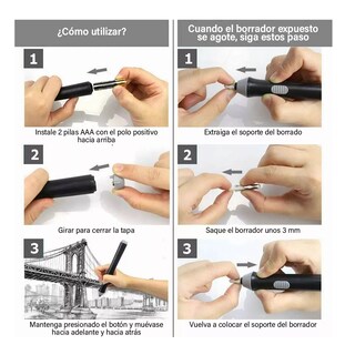 Foto 5 | Borrador Eléctrico Ajustable Dibujo De Lápiz 230 Repuestos Negro/gris