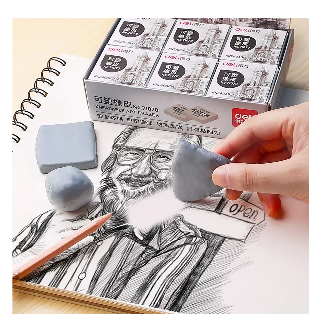 Foto 5 | Deli Goma Moldeable De Borrador Juego De 3 Piezas Gris