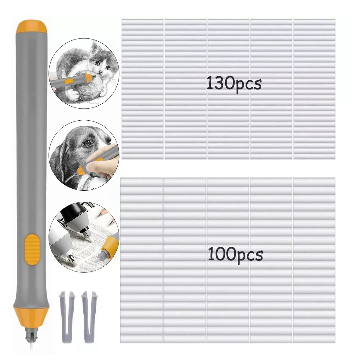 Foto 2 | Borrador Eléctrico Dibujo De Lápiz Ajustable 230 Repuestos Gris/amarillo