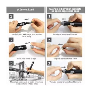 Foto 5 | Borrador Eléctrico Ajustable Dibujo De Lápiz 230 Repuestos, Negro/gris