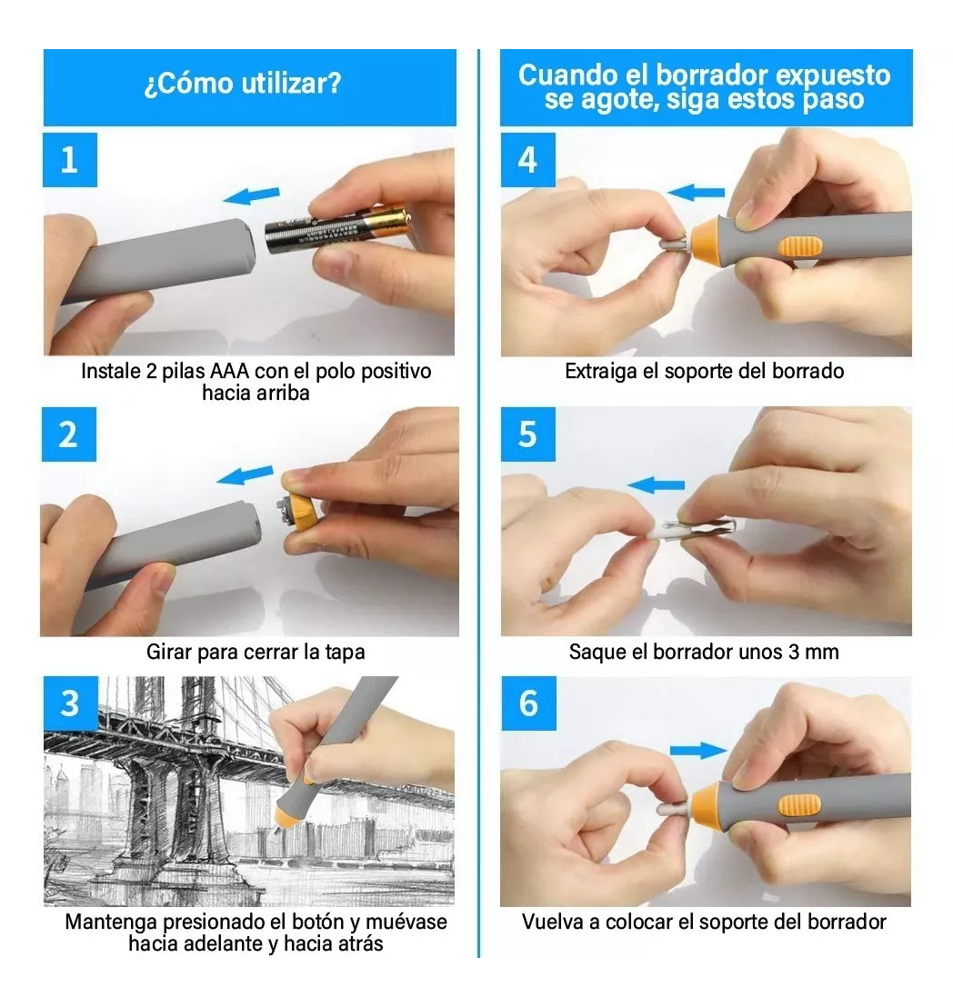 Foto 5 pulgar | Borrador Electrico Dibujo De Lápiz Ajustable 230 Repuestos Gris/amarillo Belug