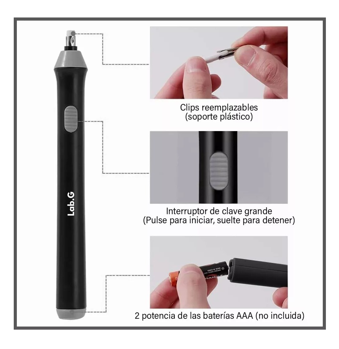 Foto 4 | Borrador Electrico Ajustable Lab.g Dibujo De Lápiz 230 Repuestos, Negro/gris