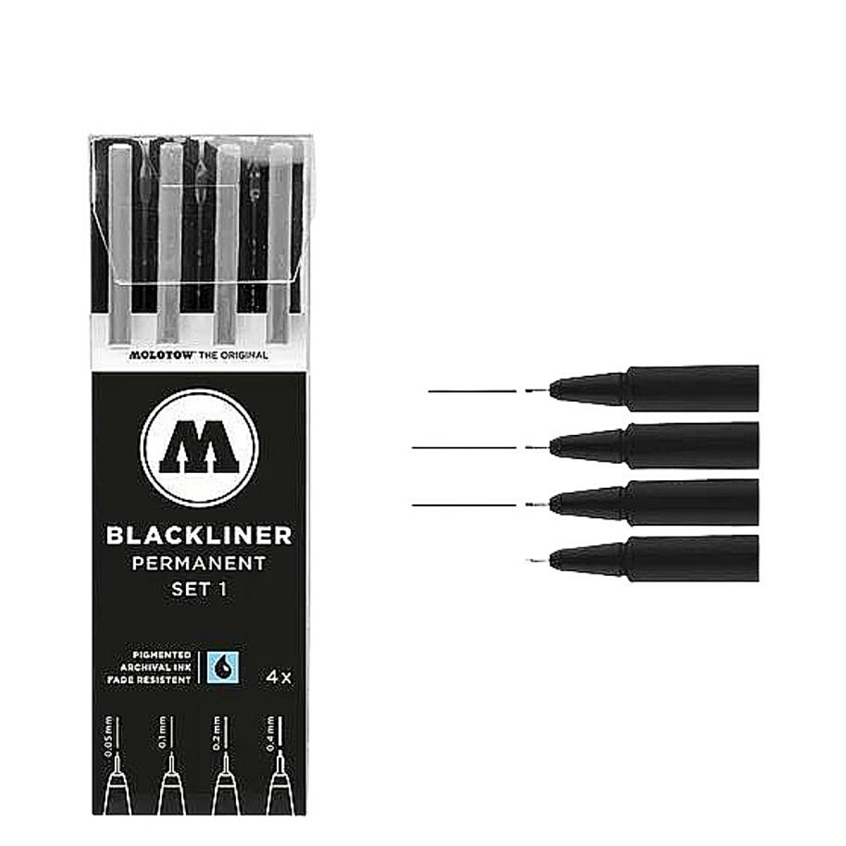 Plumas Estilógrafos Molotow Blackliner Set 1 Tinta color Negro