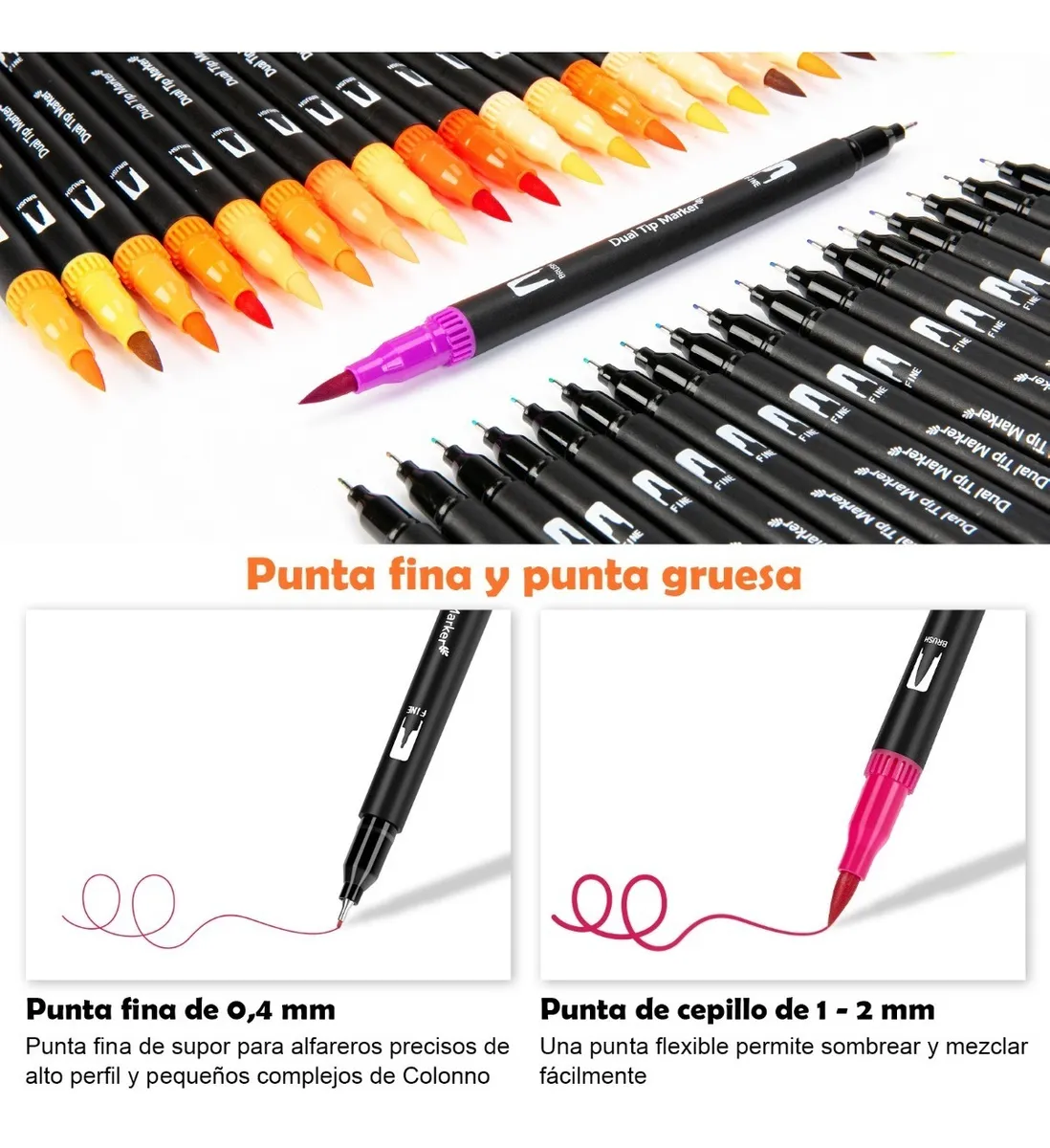 Foto 3 pulgar | Marcadores de Doble Punta Malubero con 60 Piezas de Colores