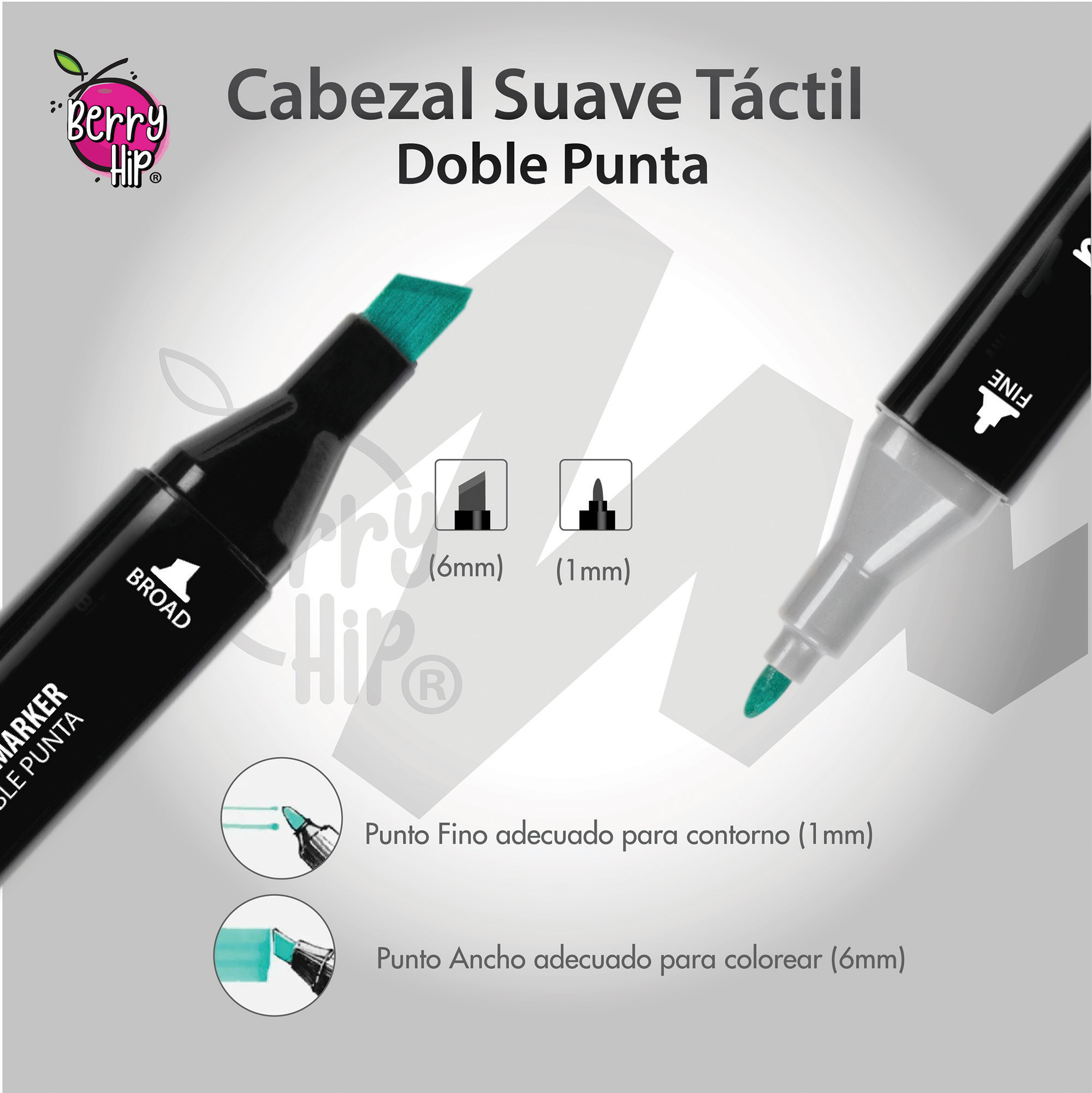 Foto 5 pulgar | Kit Marcadores Doble Punta Plumones Berry Hip 60 Colores Estuche de Tela