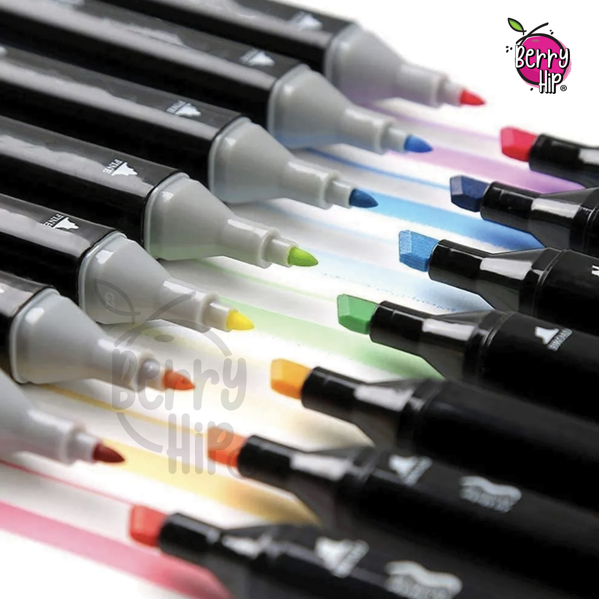 Foto 8 pulgar | Kit Marcadores Doble Punta Plumones Berry Hip 60 Colores Estuche de Tela