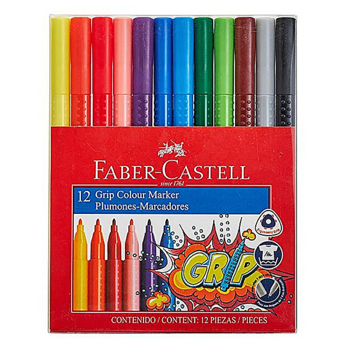 Foto 2 pulgar | 12 Plumones Faber Castell Grip Colour